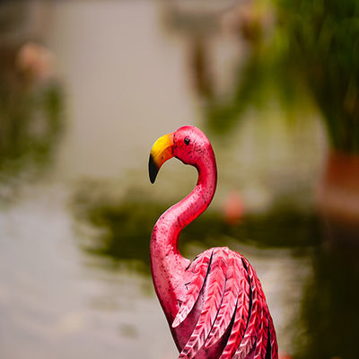 Outdoor Metal Pink Flamingo Yard Decor Animal Metal Flamingo Statue